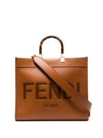 FENDI sac à main Sunshine en cuir à logo embossé - Marron