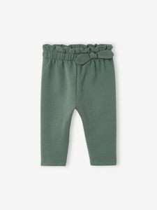 Molton babybroek met elastische taille flesgroen