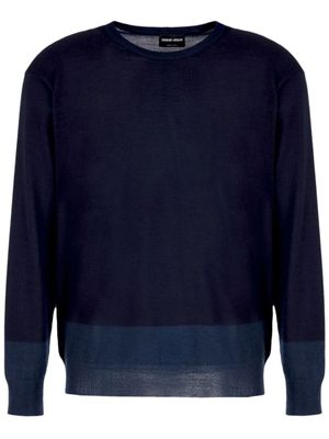 Giorgio Armani pull rayé à col ras du cou - Bleu