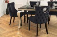 Chesterfield Stoel CASTLE DELUXE Zwart fluweel met leeuwenkop klinknagels - 45733 Chesterfield Stoel CASTLE DELUXE Zwart fluweel met leeuwenkop klinknagels - 45733