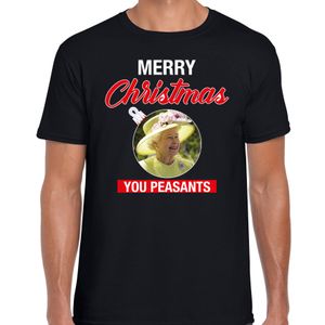 Queen/koningin Merry Christmas peasants fout Kerstshirt zwart voor dames S  -