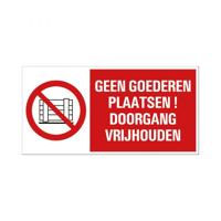 Bord Geen goederen plaatsen! - 150x300 mm.