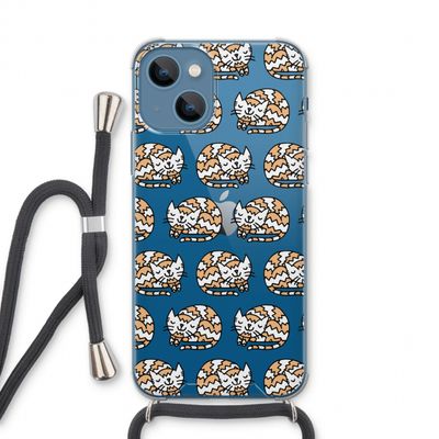 Slapende poes: iPhone 13 Transparant Hoesje met koord