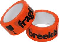 Breekbaar / fragile tape 48mm x 66m oranje (1 rol)