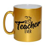 Best teacher ever - meester/juf en leraren - cadeau koffiemok / beker - goud - 330 ml   - - thumbnail