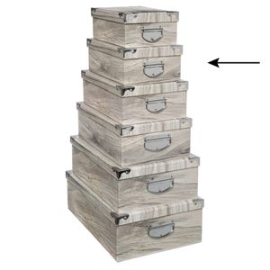 5Five Opbergdoos/box - Houtprint licht - L32 x B21.5 x H12 cm - Stevig karton - Treebox   -