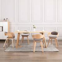 Eetkamerstoelen 4 st gebogen hout en stof taupe
