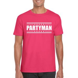 Partyman t-shirt fuscia roze heren
