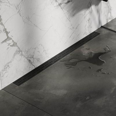 Brauer Douchegoot - 90x7.5cm - muurflens - RVS - Zwart DR-SRFW90S