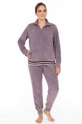 Irresistible dames huispak velours- Lila stripe - Warm 2-delig huispak - Copy