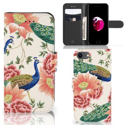 Telefoonhoesje | Met pasjeshouder | voor iPhone 7 | 8 | SE (2020) | SE (2022) Pink Peacock
