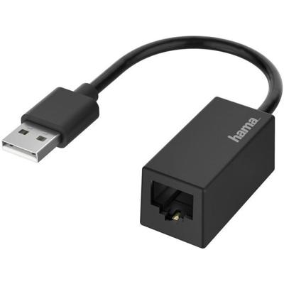 Hama Netwerk-adapter, USB-stekker - LAN/Ethernet-aansluiting, Fast-ethernet UTP kabel Zwart