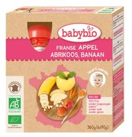 Babybio Appel abrikoos banaan 90 gr bio (4 st) - thumbnail