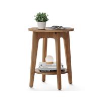 Ronde bijzettafel met onderblad, Honing bruin