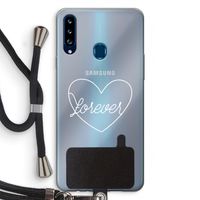 Forever heart pastel: Samsung Galaxy A20s Transparant Hoesje met koord