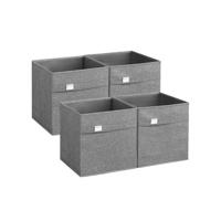 Opbergdozen set van 4 33 x 33 x 33 cm duifgrijs, Duif grijs / 33 x 33 x 33 cm