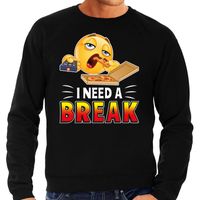 Funny emoticon sweater I need a break zwart heren - thumbnail