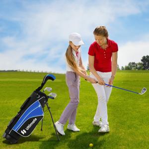 Compleet Golfclubset Draagbare Golftas met Standaard & Regenhoes Rechtshandig Golfset voor Kinderen van 11-13 jaar