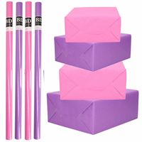 8x Rollen kraft inpakpapier pakket roze/paars voor meisjes/dames 200 x 70 cm