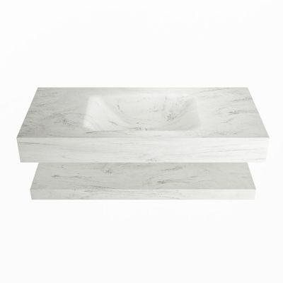 MONDIAZ ALAN-DLUX 100cm planchet Opalo. Vrijhangende wastafel CLOUD midden zonder kraangat, kleur Opalo.