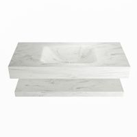 MONDIAZ ALAN-DLUX 100cm planchet Opalo. Vrijhangende wastafel CLOUD midden zonder kraangat, kleur Opalo.