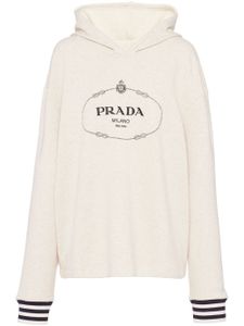 Prada hoodie en polaire à logo brodé - Tons neutres