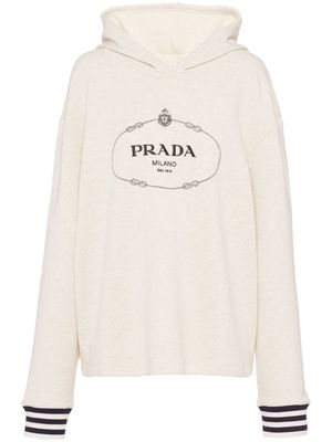 Prada hoodie en polaire à logo brodé - Tons neutres