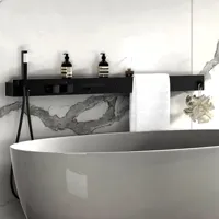 Super Luxe Wandmontage Douchesysteem met Opbergrek en Handdoekhouder - Geborsteld Gun Grijs