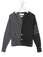 Thom Browne Kids cardigan bicolore à col v - Gris