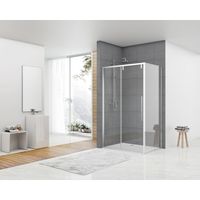 Van Rijn Products Softclose schuifdeur 1180-1190 x 2000 helder clear glas 8 mm, chroom, incl. greep. Combineren met wand naar keuze. ST06350120 - thumbnail