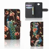 Microsoft Lumia 650 | Telefoonhoesje | Met pasjeshouder | Pauw met Bloemen