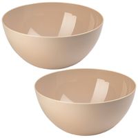 Plasticforte Serveerschaal/saladeschaal - 2x stuks - D28 x H14 cm - kunststof - beige - Serveerschalen