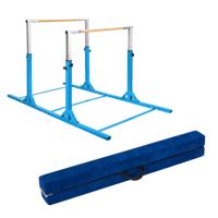 Verstelbaar Parallel Gymnastiekrek en Opvouwbare Evenwichtsbalk Trainingsset voor Kinderen 6-12 Jaar Blauw