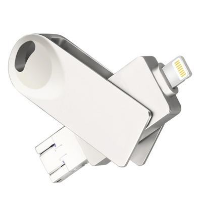 S29 3 in 1 8GB Mirco USB 3.0 + USB-C / Type-C + 8 Pin Interface metalen Twister Flash Disk(Silver)
