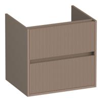 Brauer Adore Wavy - Onderkast - 60 cm - met 2 Softclose Lades Greeploos en 1 Sifon Uitsparing - Mat Mokka