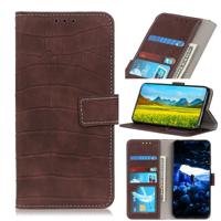 Krokodil textuur horizontale Flip lederen case voor Galaxy A40 met houder & portemonnee & kaartsleuven & fotolijstjes (bruin)