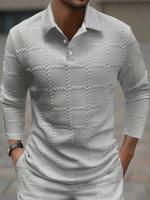 Bon&Bon Homme Men's Jacquard Knitted Long Sleeve Polo Shirt - Black Grey / S