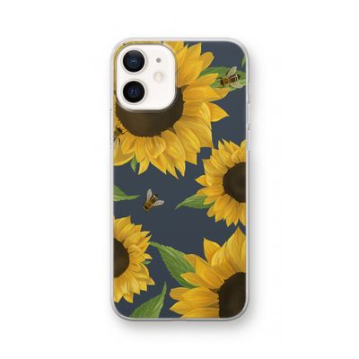 Sunflower and bees: iPhone 12 Transparant Hoesje