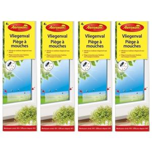 Aeroxon raam plakstrips - 16x - 21 cm - vliegenvanger - vliegenstrips - milieuvriendelijk