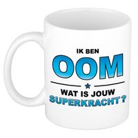 Ik ben oom wat is jouw superkracht cadeau mok / beker wit en blauw - kado verjaardag - feest mokken