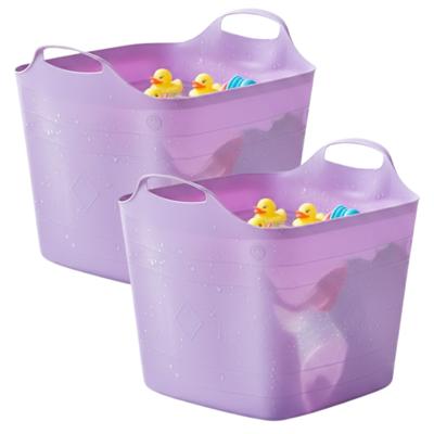 Excellent houseware Flexibele kuip / emmer - 2x - lila - 25 l - kunststof - 40 x 35 cm