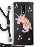 Roze eenhoorn: OnePlus 7 Transparant Hoesje met koord