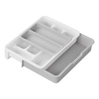 Bestekbak - 6 of 7 Vakken - Verstelbaar 23.5 tot B40 x L31,5 x H6 cm - Wit/grijs Bestekbak - 6 of 7 Vakken - Verstelbaar 23.5 tot B40 x L31,5 x H6 cm - Wit/grijs