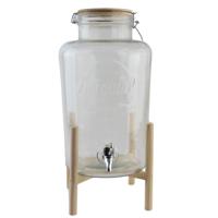 OTIX Drankdispenser - 8L - Limonadetap - met Kraantje - Glas - met Standaard - 26x21x46,5cm - Glas - Hout - thumbnail