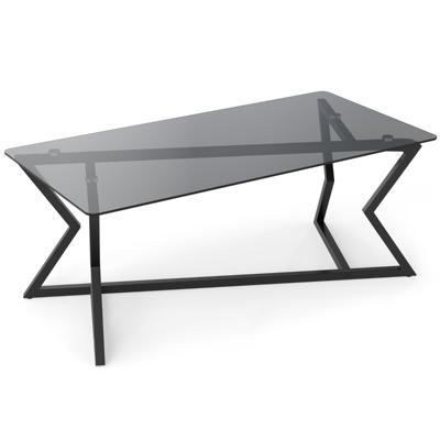 Glazen Tafel Rechthoekige Salontafel met Gehard Glazen Blad en Geometrisch Metalen Frame Moderne Salontafel 110 x 55 x 44,5 cm