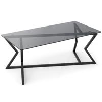 Glazen Tafel Rechthoekige Salontafel met Gehard Glazen Blad en Geometrisch Metalen Frame Moderne Salontafel 110 x 55 x 44,5 cm