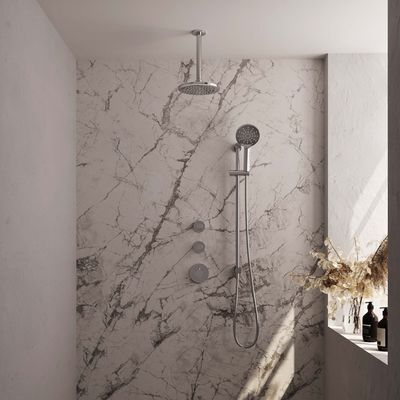 Regendoucheset Inbouw Brauer Chrome Edition Thermostatisch 30 cm met Wandarm, Glijstang en Handdouche 3-Standen Losse Stopkranen Chroom Brauer