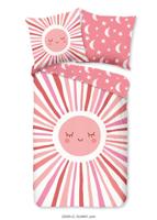 Good Morning Kinderdekbedovertrek "zon, maan en sterren" - Roze - (135x200 cm) - Katoen