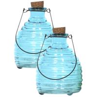 Luance Wespenvanger/wespenval met hengsel - 2x - glas - blauw - D13 x H17 cm