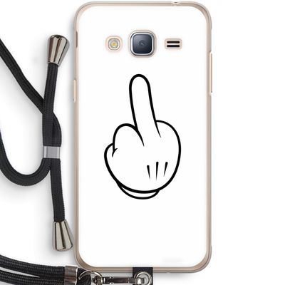 Middle finger white: Samsung Galaxy J3 (2016) Transparant Hoesje met koord